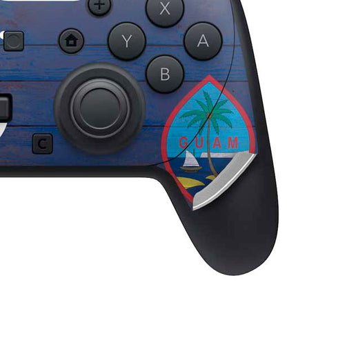 Guam Flag Dark Wood Nintendo Switch 2 (2025) Pro Controller Skin